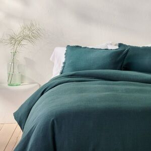 Open Box - Casaluna - King Heavyweight Linen Blend Duvet Cover & Sham Set “teal”
